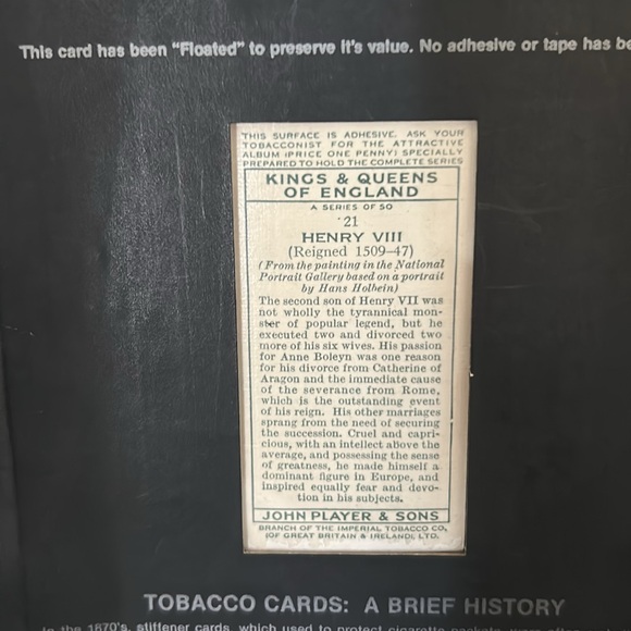 Framed Henry VIII Tobacco Card-Vintage
